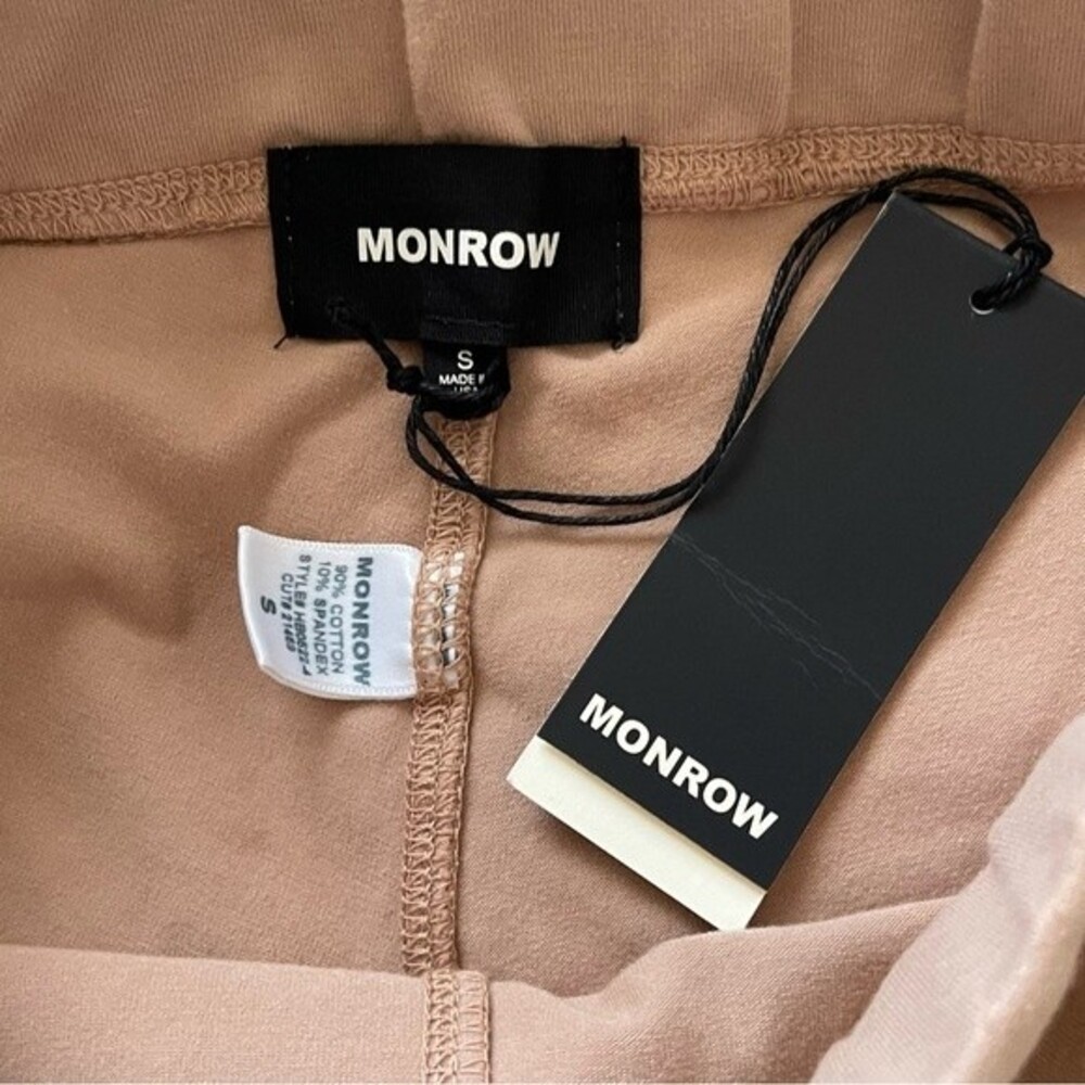 NWT Monrow Biker Shorts in Latte Tan. Cotton/Spandex blend. Size Small. - Picture 4 of 6